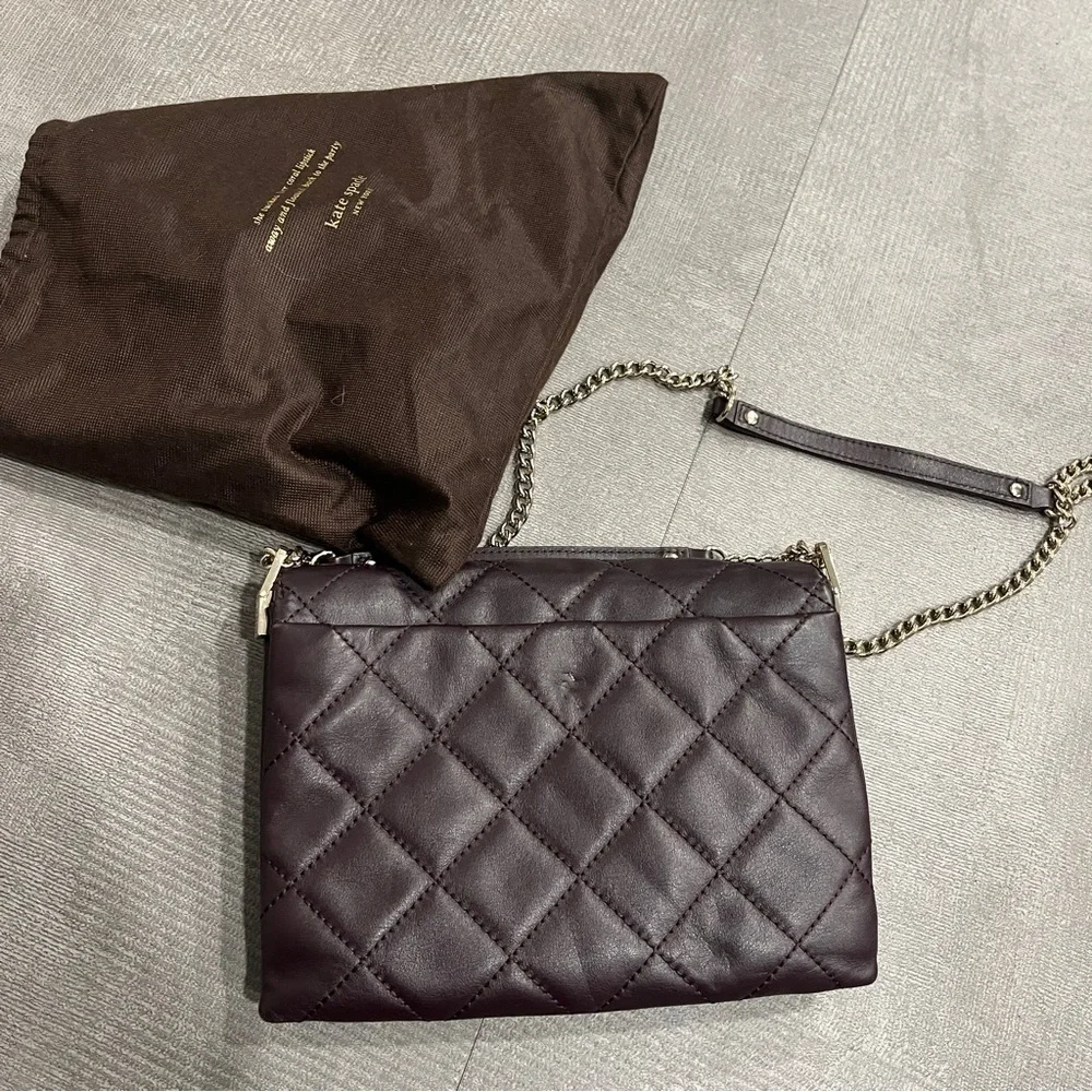 Kate Spade Black Quilted Chain Shoulder Bag Purple‎